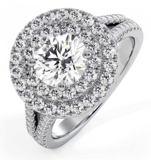 Camilla GIA Diamond Halo Engagement Ring 18K White Gold 2.15ct G/VS1